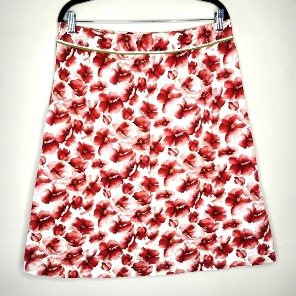 MAC & JAC Red Floral Poppy Skirt Size 12